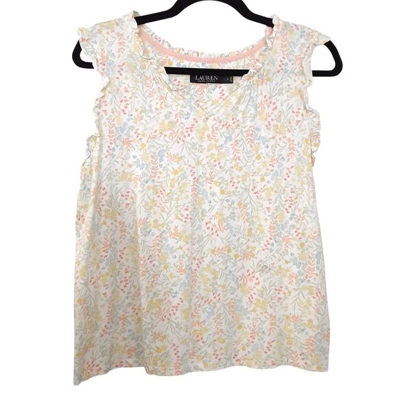 Lauren Ralph Lauren Black Label Pajama Set L Boxer Short Sleeveless Pink Floral - Picture 2 of 10